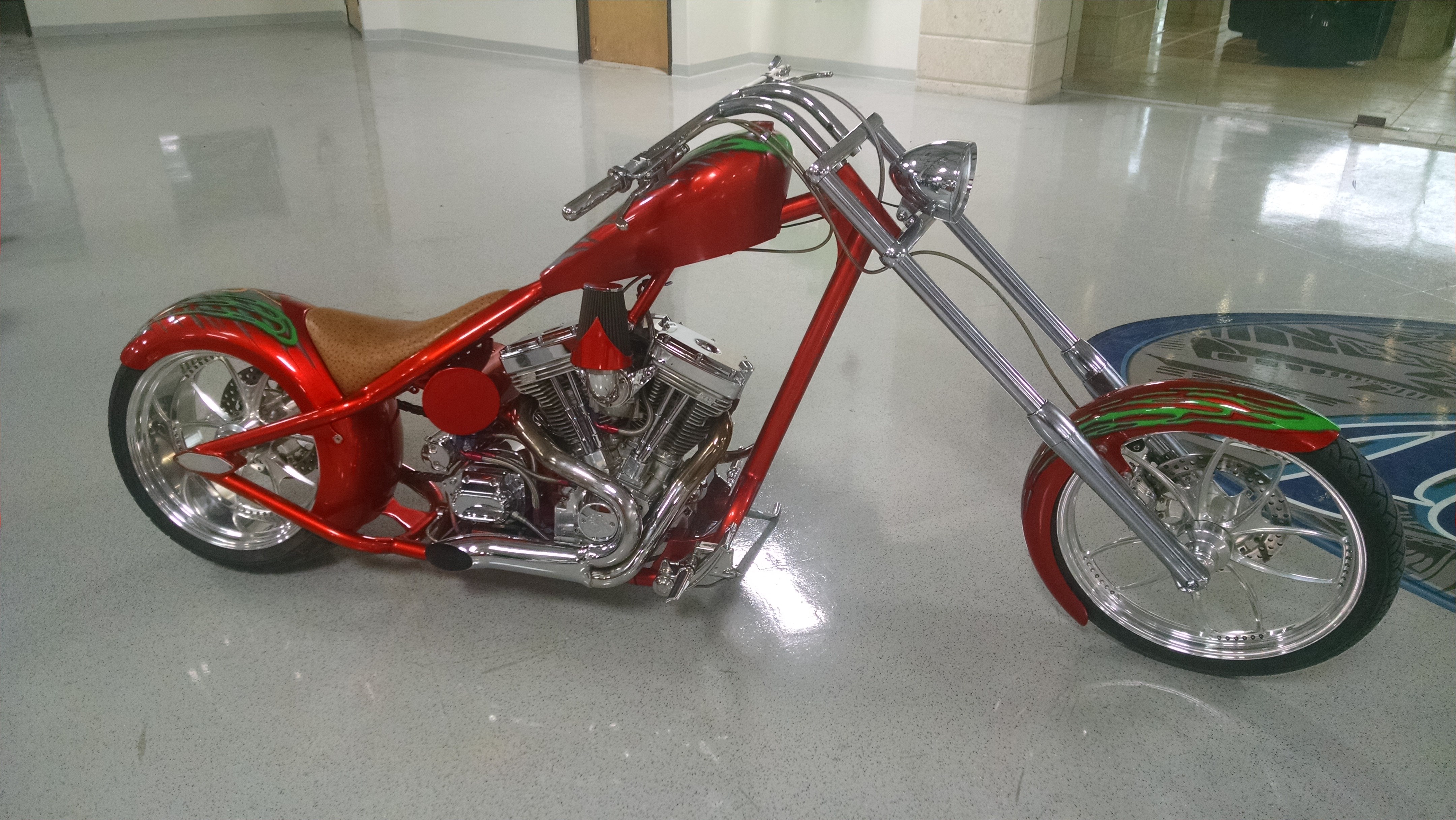 orange custom chopper