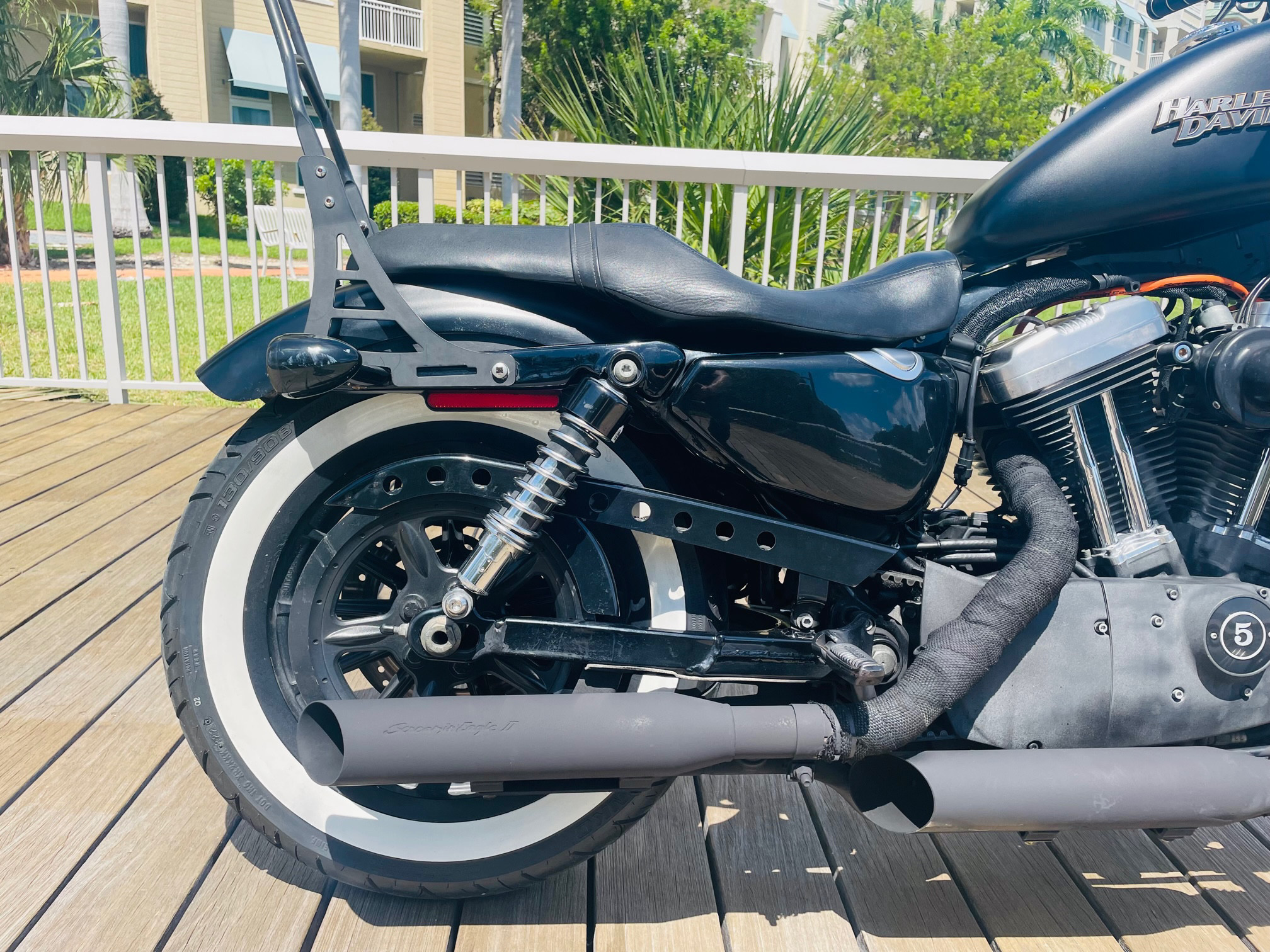 GZM Custom Motorcycle Handlebar, Black, Iron, for Harley Davidson Sportster Forty Eight 48 XL1200X Nightster Roadster Iron Custom R 1 25mm